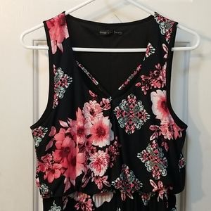 XL Sleeveless Black/Floral Maxi Dress